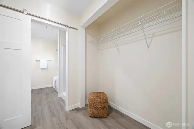 Walk in closet in primary bedroom allows for plenty of space