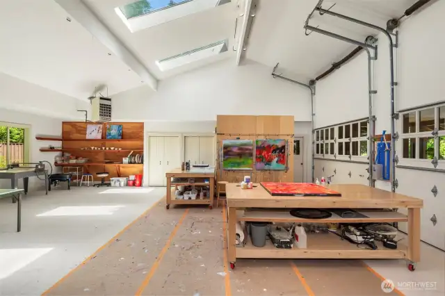 double height ceilings and roll up doors.