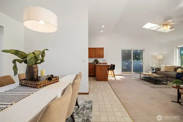 Dining room, kitchen & second living room.