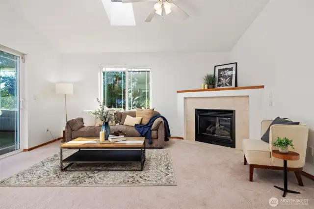 Unwind by the gas fireplace with a favorite book or movie. This cozy second living area is made for laid-back evenings and weekend lounging.