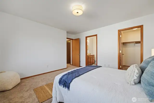 The primary includes a walk in closet and ensuite full bathroom.
