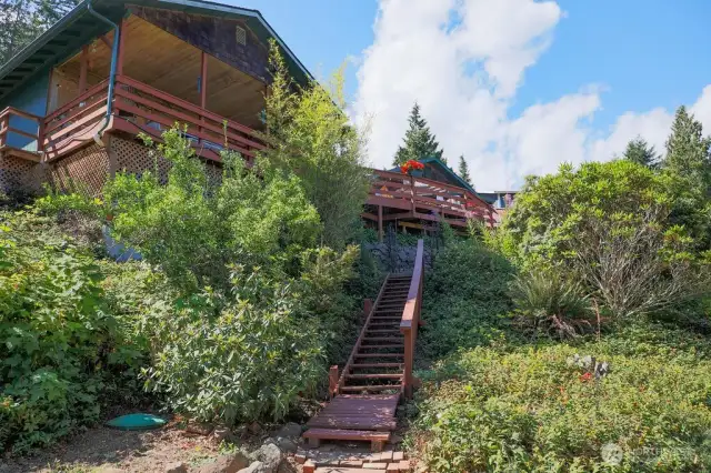 Stairway to lower backyard area.