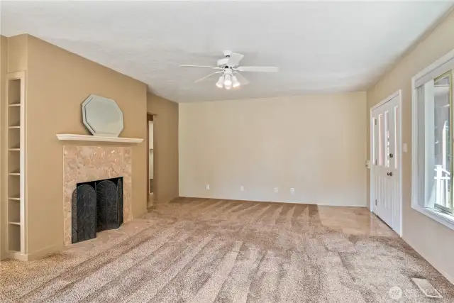 Spacious living room with tons of natural light overlooking Vandercook Park