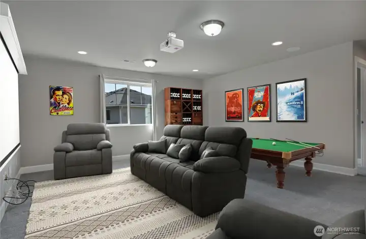 This beautifully finished, spacious bonus room offers fantastic potential to create an additional, comfortable living area perfect for relaxation, entertainment, or a dedicated home office.