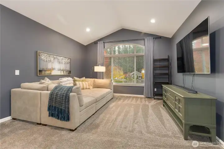 Upstairs bonus room! It's another perfect space to relax and enjoy the latest movie or your favorite binge!