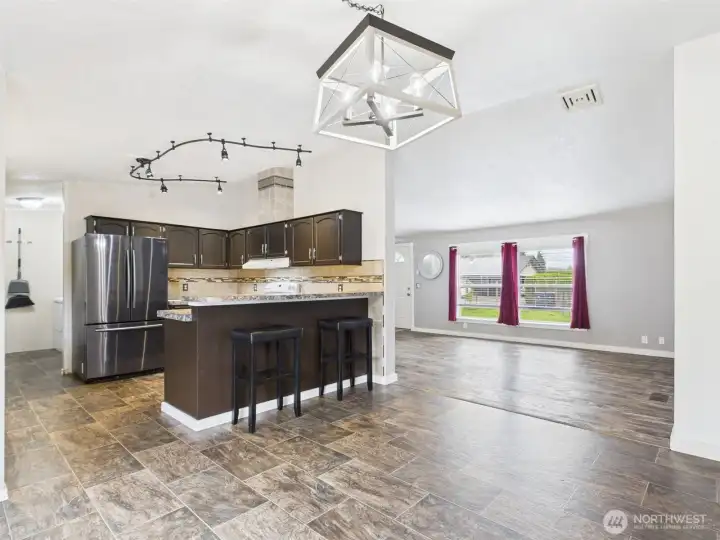 Open concept with new flooring throughout.