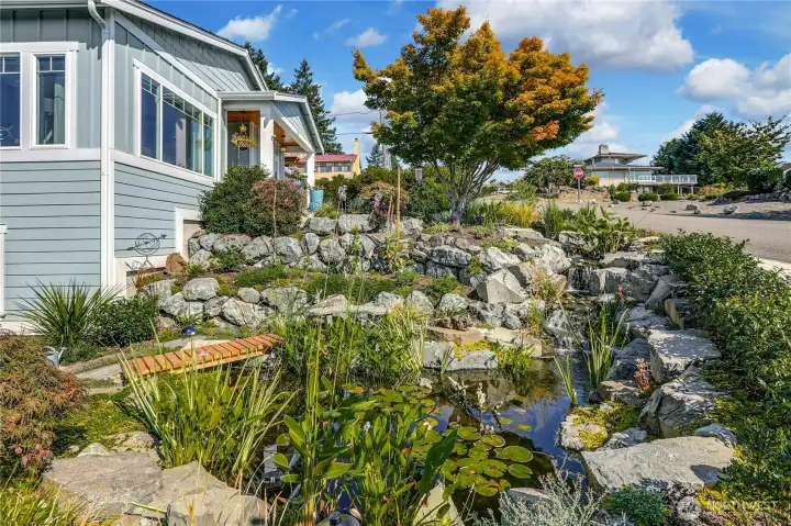 Waterfall to the koi pond.