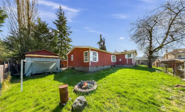 Fire pit and extra storage shed