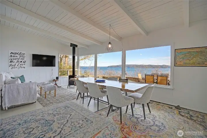 Natural Gas fireplace warms the nights