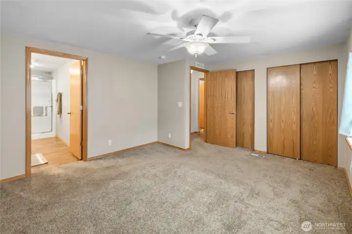 Primary bedroom double closets