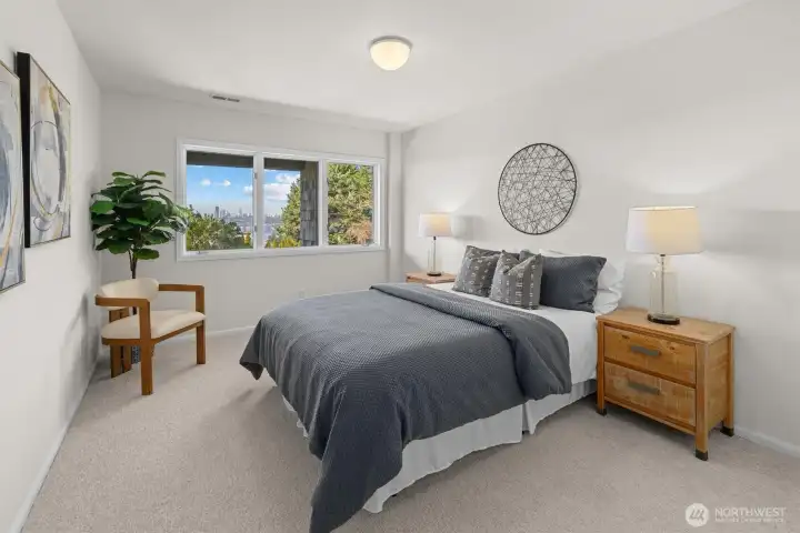 Bedroom 3 on the main level (staged)