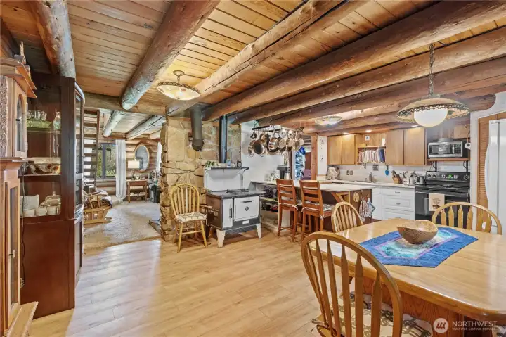 Dining Room & Kitchen  w/Hardwood Floors