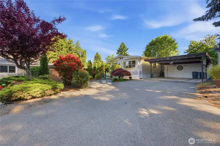 Lots of parking in fornt of your covered carport