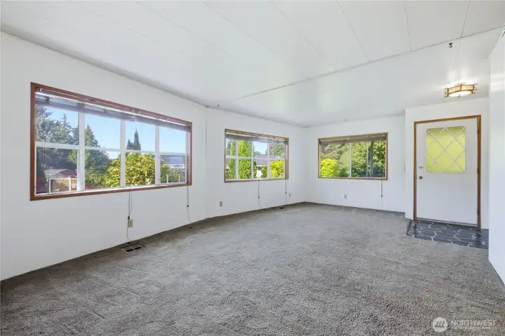 Living room located in the front of the home