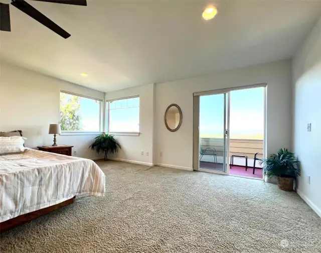 East facing windows and balcony in the primary suite.