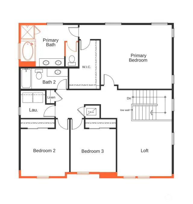 Upper floor layout.