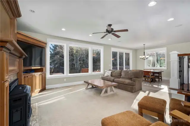 Family Room Main Home. Looking back to Dining Room and Access to Deck