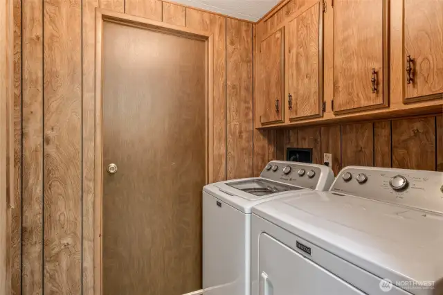 Carport entrance comes into laundry area