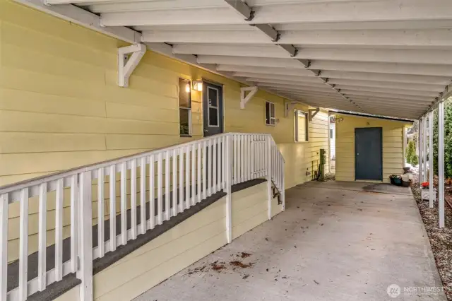 Carport showing storage area