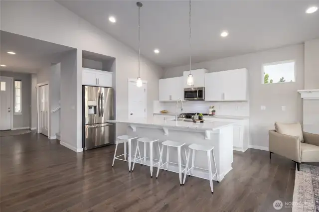 Breakfast bar offers plenty of room for all.
