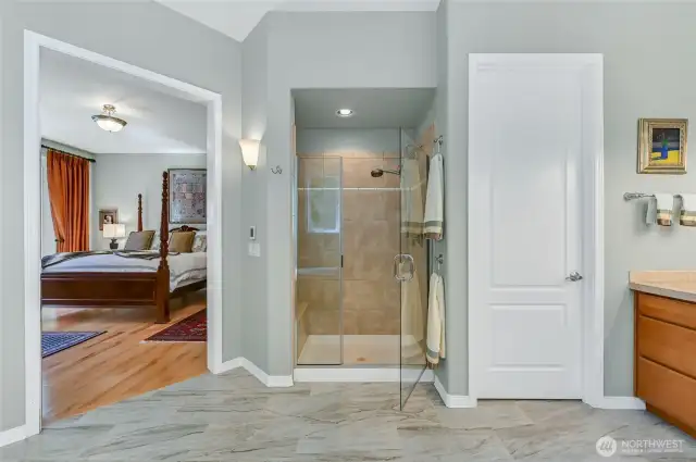 The Solatube skylights let is so much natural light you rare need to turn the light on. The door to the right opens to the water closet.