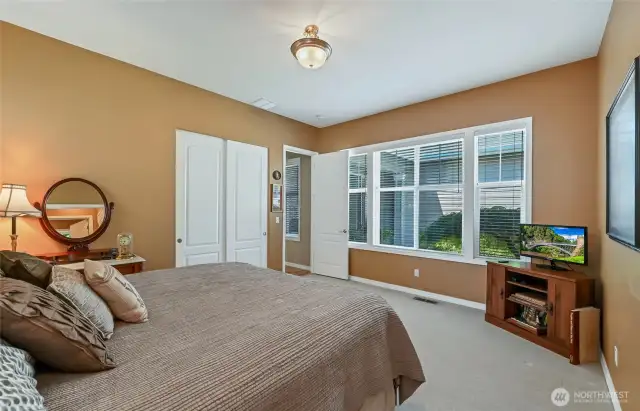 The second bedroom looks out to the courtyard.