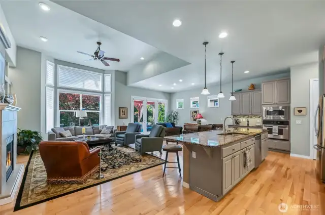 The west facing great room has great natural light and the landscaping makes it very private.