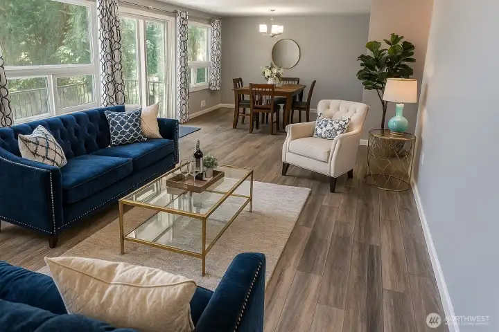 Open living room staged