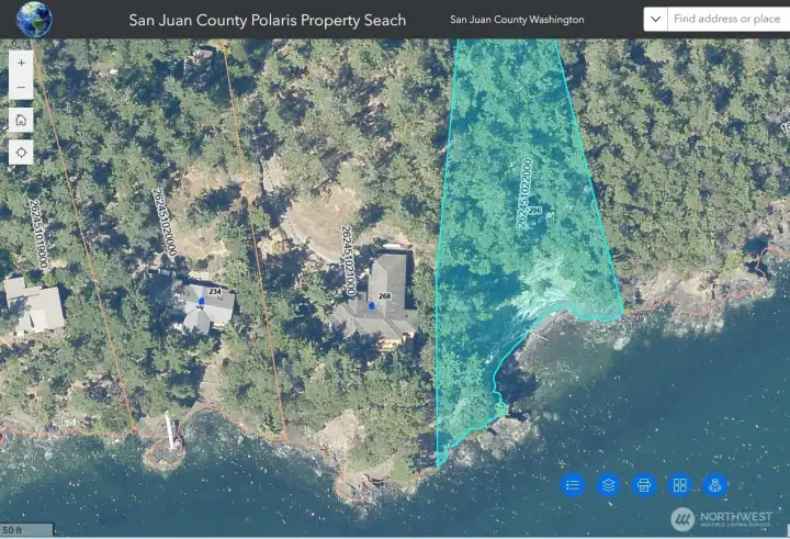 Pocket beach is contained entirely on this parcel.