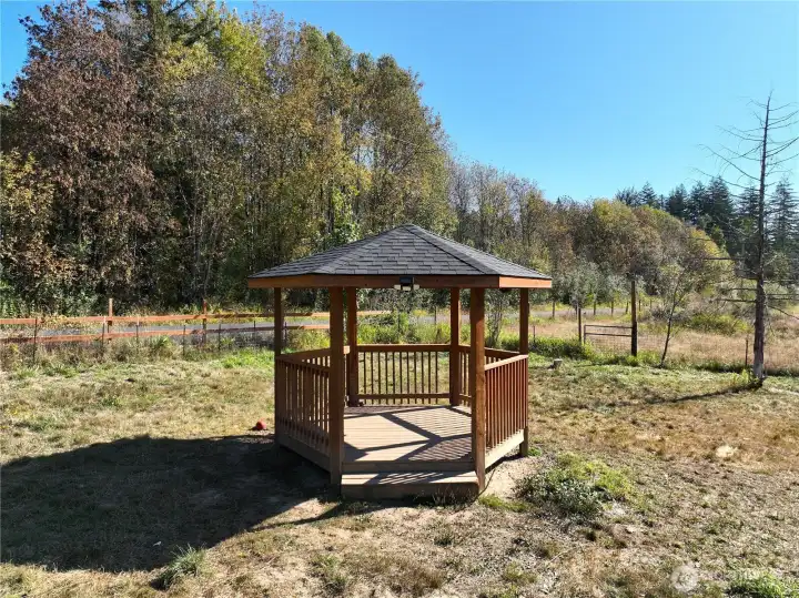 Take in the serene surroundings in the gazebo.