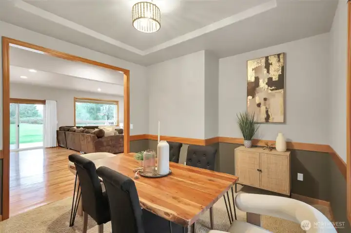 Spacious dining room just off the kitchen.