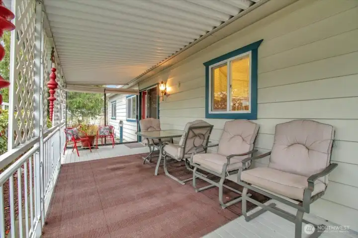 Covered patio with plexi glass for wind barrier