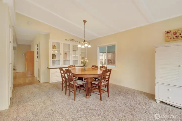 Dining area with built in hutch for collectables