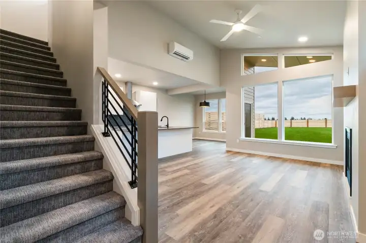 View into the living/dining from entry