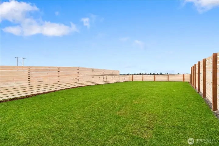 Fully grassed & fully fenced backyard
