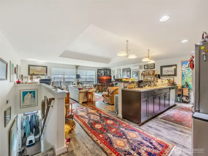 Unit B family room and kitchen