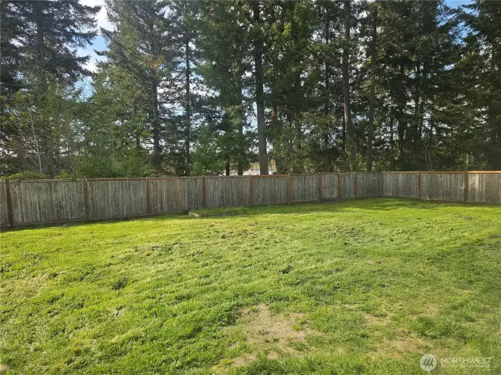 Fully fenced backyard