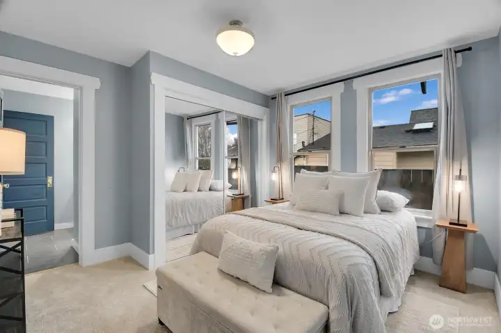 The Primary also offers a second closet and convenient access to the full bathroom.