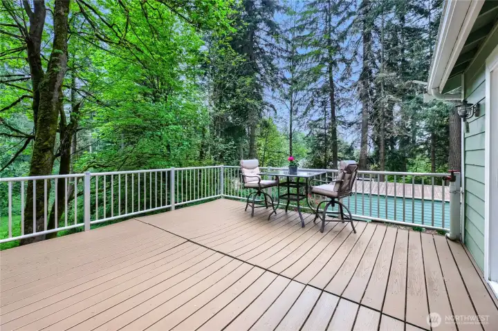 Large view deck off of upper level ADU kitchen