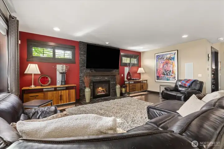 Gas Fireplace keeps things cozy in the winter- A/C keeps you cool in the summer.