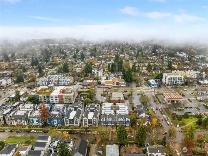 Another aerial perspective of Ivy North illustrates the prime urban setting with easy access to transit, dining, and entertainment.