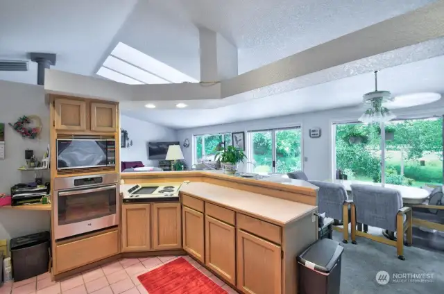 Open kitchen with lots of cabinet space.