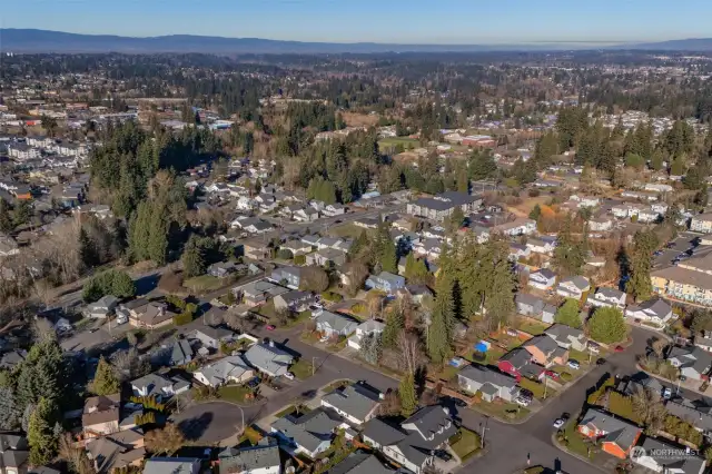 NW facing with property in culdesac at bottom middle. Anderson Elementary School in distance on 99th St