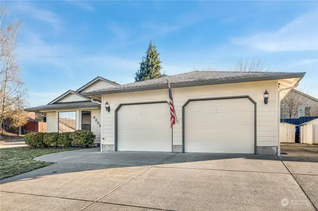 Front garage and entry on left