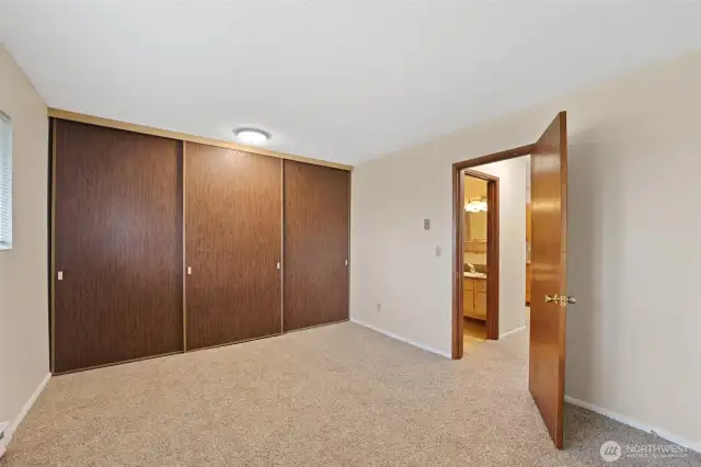 Another view of the bedroom showing the over-sized closet.