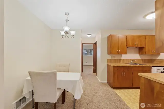 Looking towards the bedroom and bathroom.