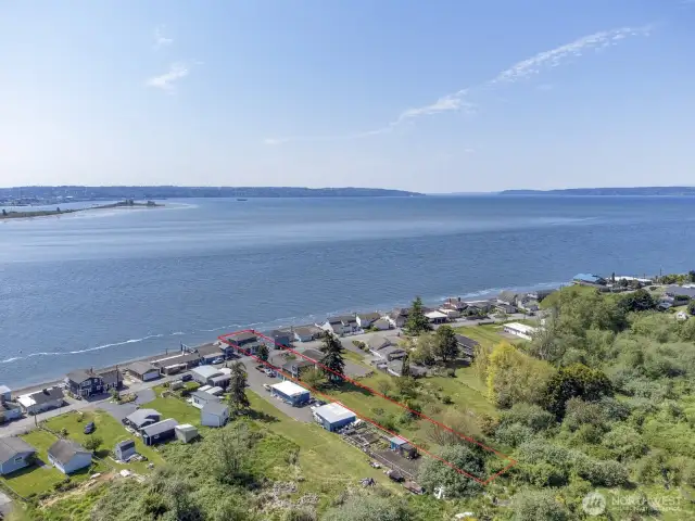 Looking across Port Gardner Bay with Mukilteo in the distance.