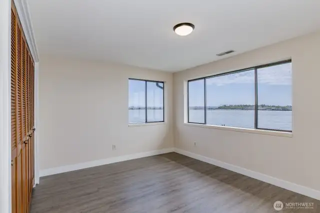 The upstairs den/office has a closet.