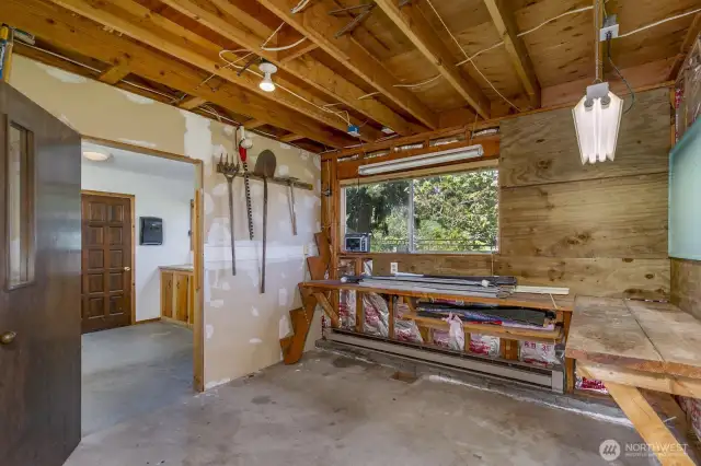 The shop area in the 2 car garage.