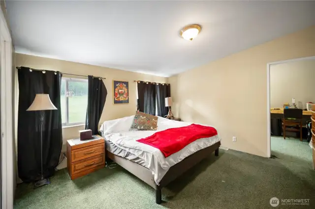 Step into the generously sized primary bedroom. Bedroom has an attached office, walk in closet, and ensuite bathroom.